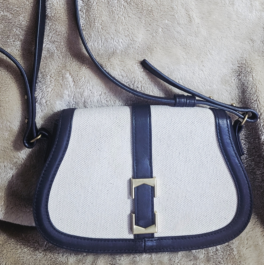 Vince Camuto Black and Cream Crossbody Bag